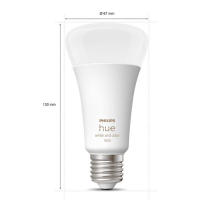 LED Dimmable λαμπτήρας Philips Hue White and Color Ambiance A67 E27/13,5W/230V 2000-6500K