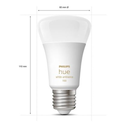 LED Dimmable λαμπτήρας Philips Hue WHITE AMBIANCE E27/8W/230V 2200-6500K