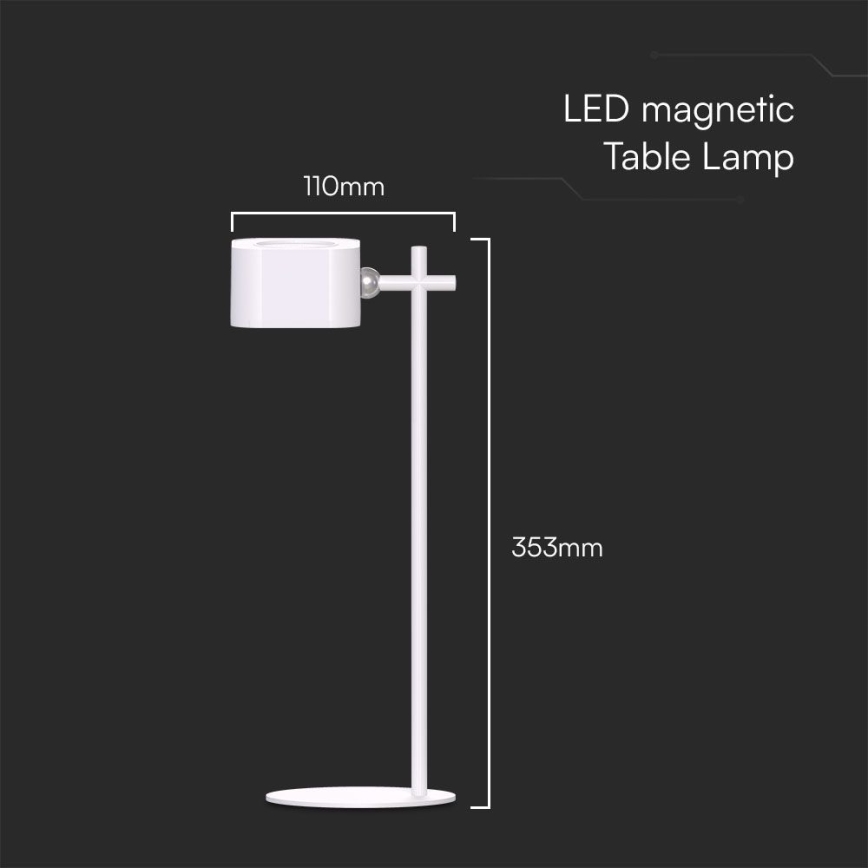 LED Dimmable μαγνητικό επαναφορτιζόμενο επιτραπέζιο φωτιστικό 4σε1 LED/3W/5V 3000-6000K 1800 mAh λευκό