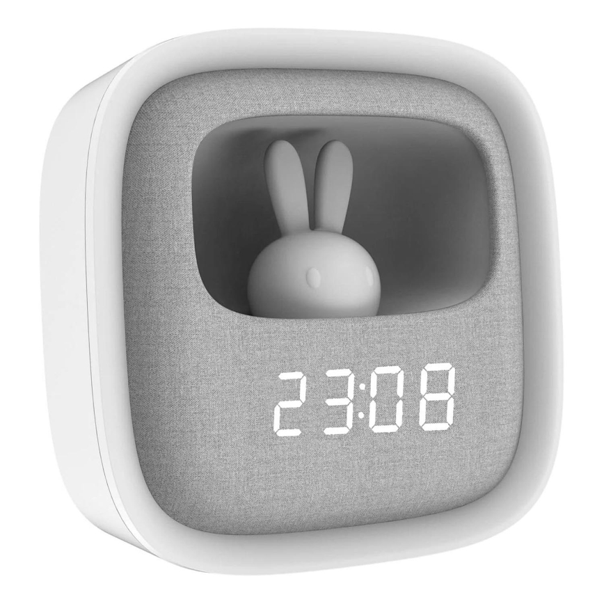 LED Dimmable μικρό φωτιστικό νύχτας με ξυπνητήρι BUNNY LED/1,2W/5V 3000K