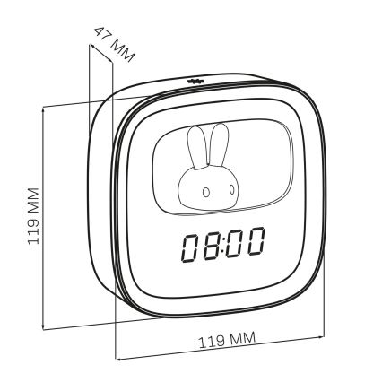 LED Dimmable μικρό φωτιστικό νύχτας με ξυπνητήρι BUNNY LED/1,2W/5V 3000K