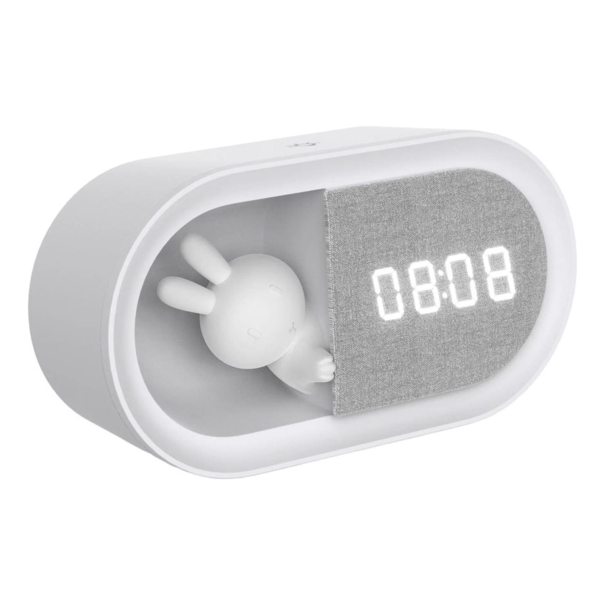 LED Dimmable μικρό φωτιστικό νύχτας με ξυπνητήρι BUNNY LED/1,2W/5V 3000K