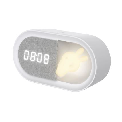LED Dimmable μικρό φωτιστικό νύχτας με ξυπνητήρι BUNNY LED/1,2W/5V 3000K