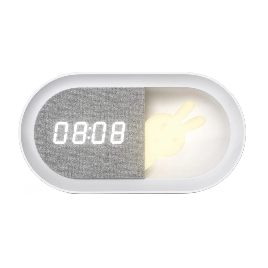 LED Dimmable μικρό φωτιστικό νύχτας με ξυπνητήρι BUNNY LED/1,2W/5V 3000K