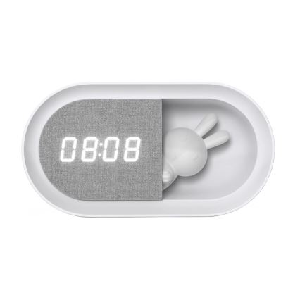 LED Dimmable μικρό φωτιστικό νύχτας με ξυπνητήρι BUNNY LED/1,2W/5V 3000K