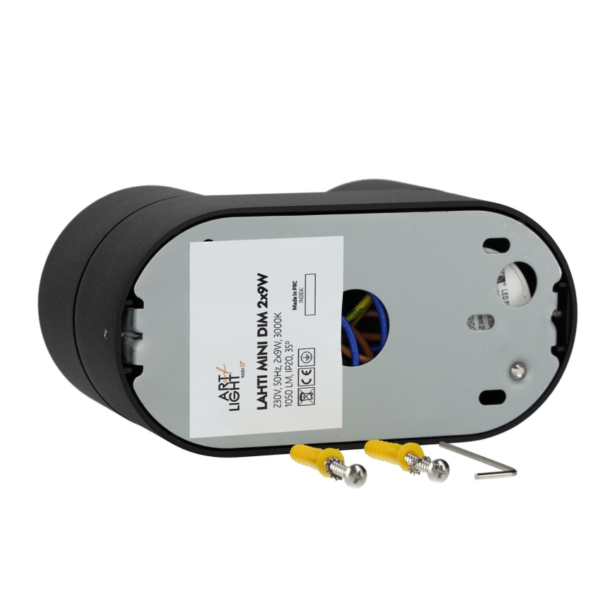LED Dimmable σποτ LAHTI MINI 2xLED/9W/230V 3000K CRI 90 μαύρο