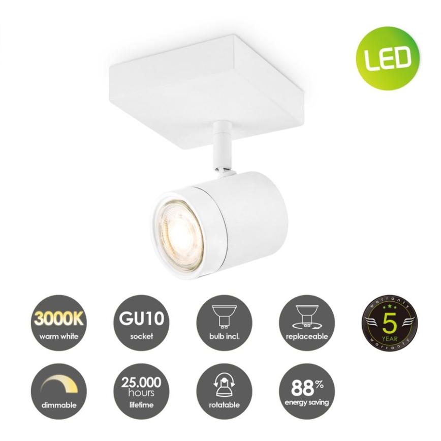 LED Dimmable σποτ MANU 1xGU10/5,8W/230V λευκό