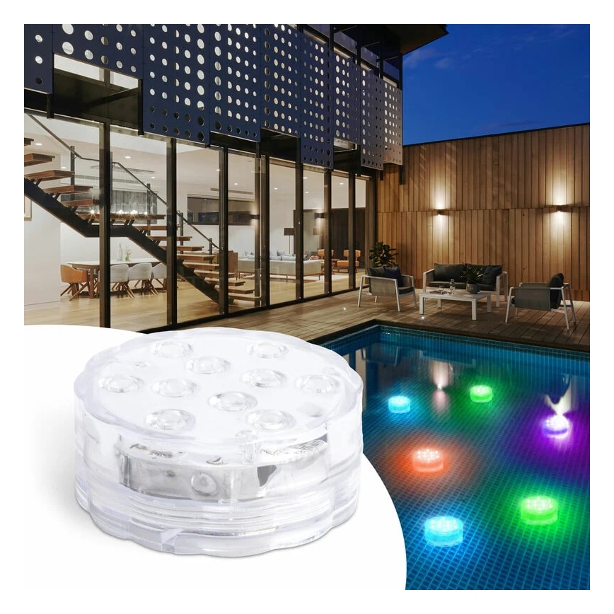 LED Dimmable φωτισμός πισίνας LED/3xAAA IP68 + τηλεχειριστήριο