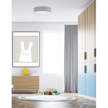 LED Dimmable φωτιστικό οροφής SMART GALAXY KIDS LED/24W/230V 3000-6500K αστέρια γκρι/λευκό + τηλεχειριστήριο