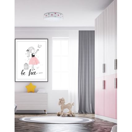 LED Dimmable φωτιστικό οροφής SMART GALAXY KIDS LED/24W/230V 3000-6500K αστέρια λευκό/ροζ/γκρι + τηλεχειριστήριο