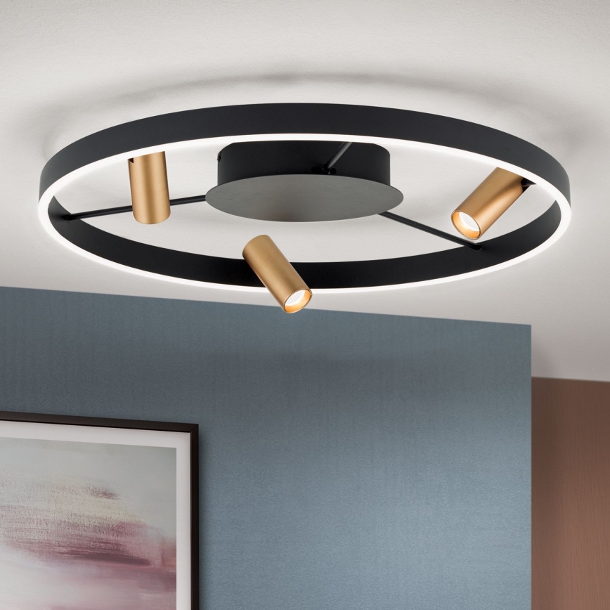LED Dimmable φωτιστικό οροφής BERLIN LED/50W/230V μαύρο/χρυσό