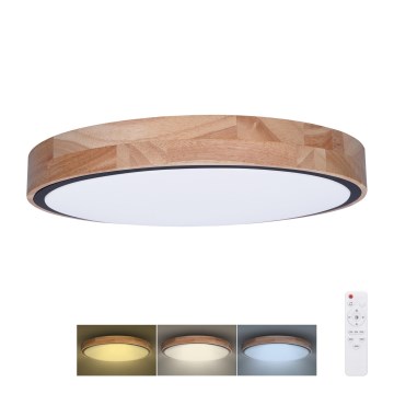 LED Dimmable φωτιστικό οροφής IRON OAK LED/60W/230V 3000-6500K δρυς διάμετρος 51 cm + τηλεχειριστήριο