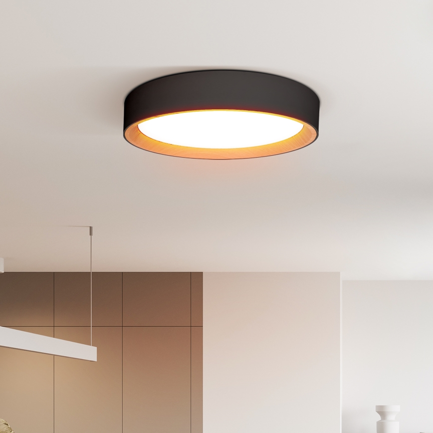 LED Dimmable φωτιστικό οροφής LARIOS LED/48W/230V 3000-6500K διάμετρος 39 cm μαύρο + τηλεχειριστήριο
