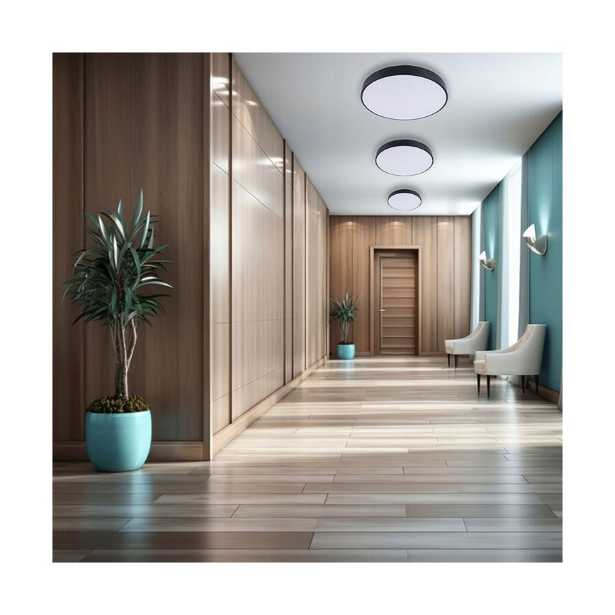LED Dimmable φωτιστικό οροφής LED/50W/230V 3000-6500K διάμετρος 50 cm μαύρο + τηλεχειριστήριο