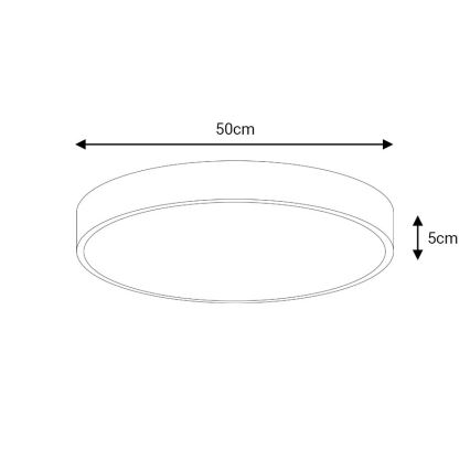 LED Dimmable φωτιστικό οροφής LED/50W/230V 3000-6500K διάμετρος 50 cm μαύρο + τηλεχειριστήριο