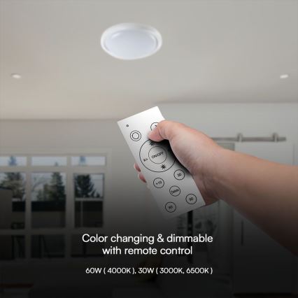 LED Dimmable φωτιστικό οροφής LED/60W/230V 3000-6500K 49,2 cm λευκό + τηλεχειριστήριο