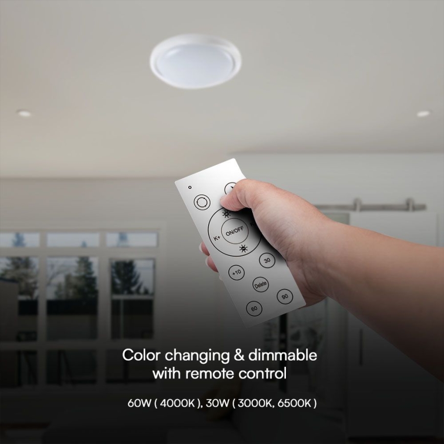 LED Dimmable φωτιστικό οροφής LED/60W/230V 3000-6500K 49,2 cm λευκό + τηλεχειριστήριο