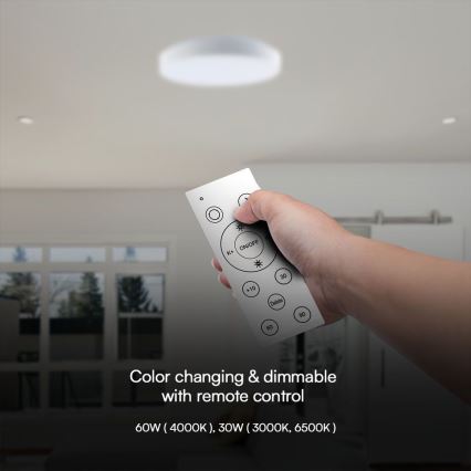 LED Dimmable φωτιστικό οροφής LED/60W/230V 3000-6500K 49,5 cm λευκό + τηλεχειριστήριο