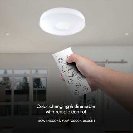 LED Dimmable φωτιστικό οροφής LED/60W/230V 3000-6500K 49,5 cm λευκό + τηλεχειριστήριο