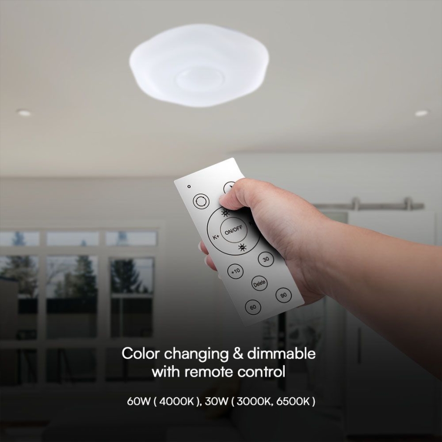 LED Dimmable φωτιστικό οροφής LED/60W/230V 3000-6500K 50 cm λευκό + τηλεχειριστήριο