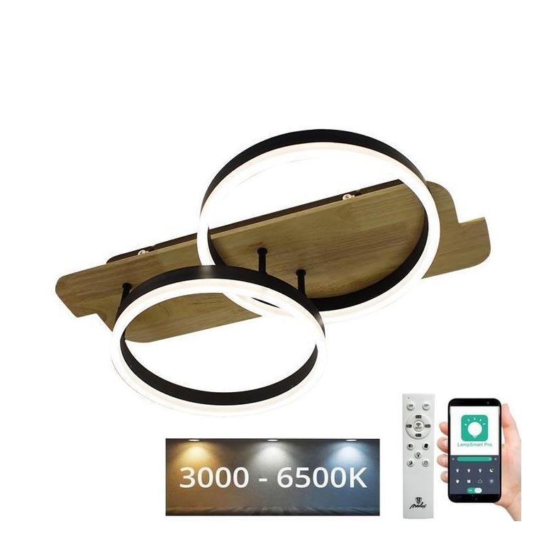 LED Dimmable φωτιστικό οροφής LED/70W/230V 3000-6500K δρυς + τηλεχειριστήριο