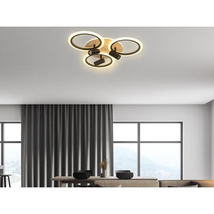 LED Dimmable φωτιστικό οροφής LED/70W/230V 3000-6500K μαύρο/καφέ + τηλεχειριστήριο