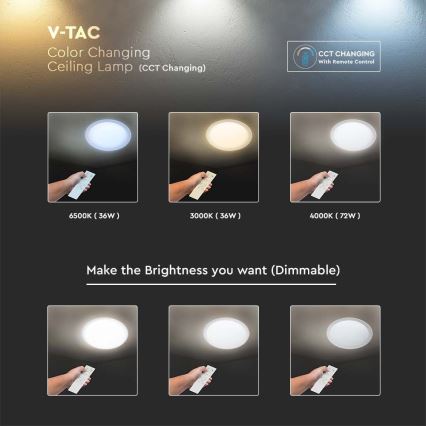 LED Dimmable φωτιστικό οροφής LED/72W/230V 3000-6500K διάμετρος 67 cm λευκό + τηλεχειριστήριο