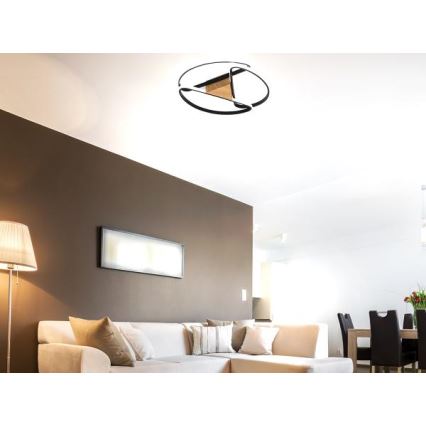 LED Dimmable φωτιστικό οροφής LED/75W/230V 3000-6500K καφέ/μαύρο + τηλεχειριστήριο