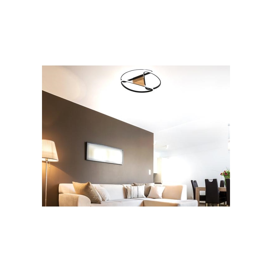 LED Dimmable φωτιστικό οροφής LED/75W/230V 3000-6500K καφέ/μαύρο + τηλεχειριστήριο