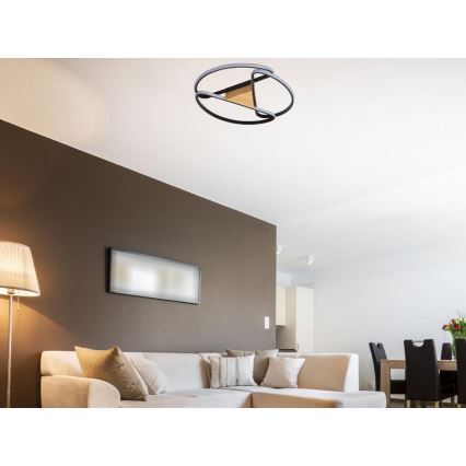 LED Dimmable φωτιστικό οροφής LED/75W/230V 3000-6500K καφέ/μαύρο + τηλεχειριστήριο