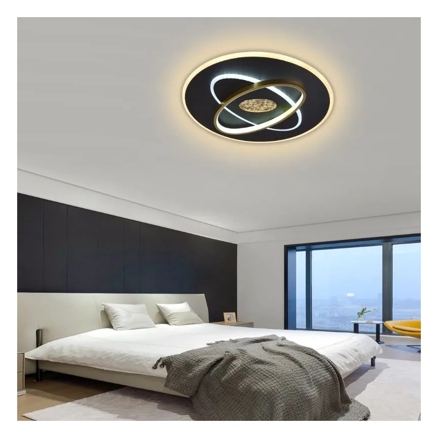 LED Dimmable φωτιστικό οροφής LED/80W/230V 3000-6500K μαύρο + τηλεχειριστήριο