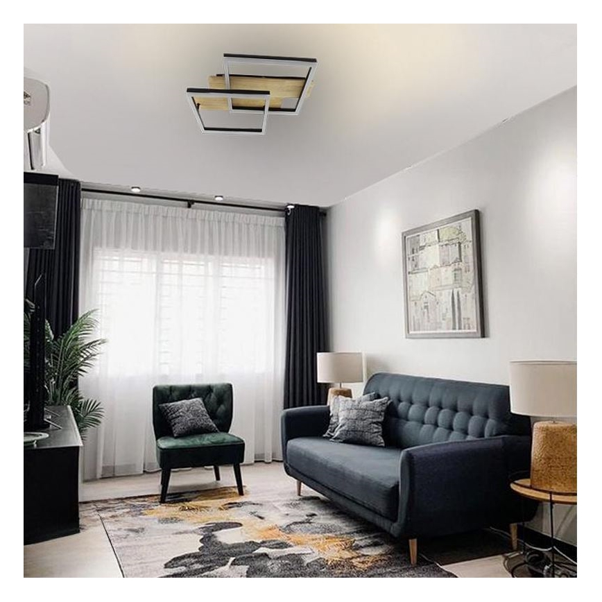 LED Dimmable φωτιστικό οροφής LED/85W/230V 3000-6500K δρυς + τηλεχειριστήριο