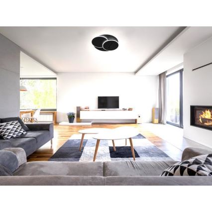 LED Dimmable φωτιστικό οροφής LED/90W/230V 3000-6500K μαύρο + τηλεχειριστήριο