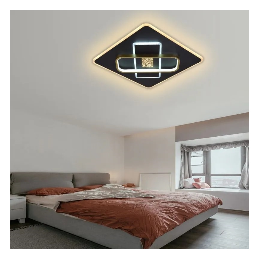 LED Dimmable φωτιστικό οροφής LED/90W/230V 3000-6500K μαύρο + τηλεχειριστήριο