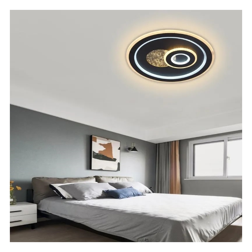 LED Dimmable φωτιστικό οροφής LED/95W/230V 3000-6500K μαύρο + τηλεχειριστήριο
