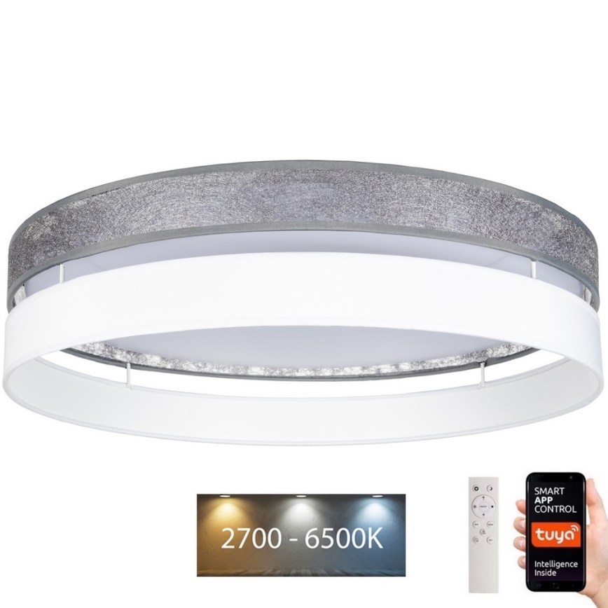 LED Dimmable φωτιστικό οροφής LIMA LED/36W/230V 2700-6500K Wi-Fi Tuya + τηλεχειριστήριο ασημί/λευκό