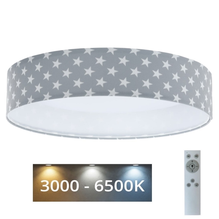 LED Dimmable φωτιστικό οροφής SMART GALAXY KIDS LED/24W/230V 3000-6500K αστέρια γκρι/λευκό + τηλεχειριστήριο