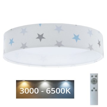 LED Dimmable φωτιστικό οροφής SMART GALAXY KIDS LED/24W/230V 3000-6500K αστέρια λευκό/γκρι/μπλε + τηλεχειριστήριο