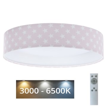 LED Dimmable φωτιστικό οροφής SMART GALAXY KIDS LED/24W/230V 3000-6500K αστέρια ροζ/λευκό + τηλεχειριστήριο