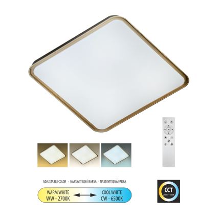LED Dimmable φωτιστικό οροφής UNA LED/60W/230V 2700-6500K 50x50 cm + τηλεχειριστήριο