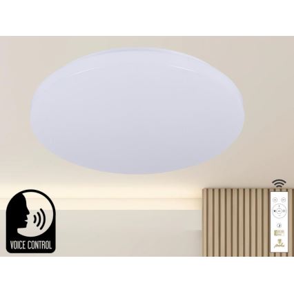 LED Dimmable φωτιστικό οροφής με φωνητικό έλεγχο OPAL LED/48W/230V 2700-6500K λευκό + τηλεχειριστήριο