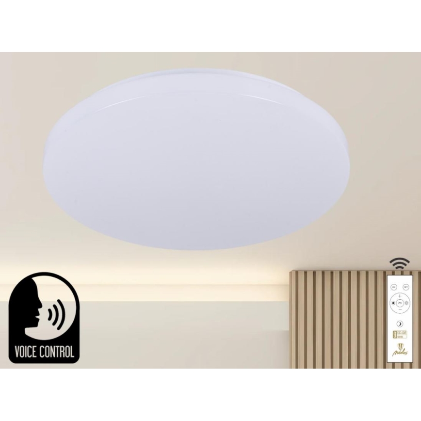 LED Dimmable φωτιστικό οροφής με φωνητικό έλεγχο OPAL LED/48W/230V 2700-6500K λευκό + τηλεχειριστήριο
