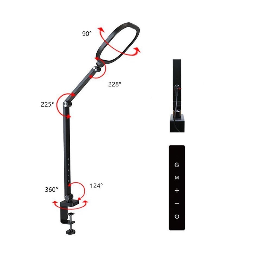 LED Dimming αφής εύκαμπτο Επιτραπέζιο φωτιστικό POINTIQ LED/15W/230V 3000-6500K CRI 96 μαύρο