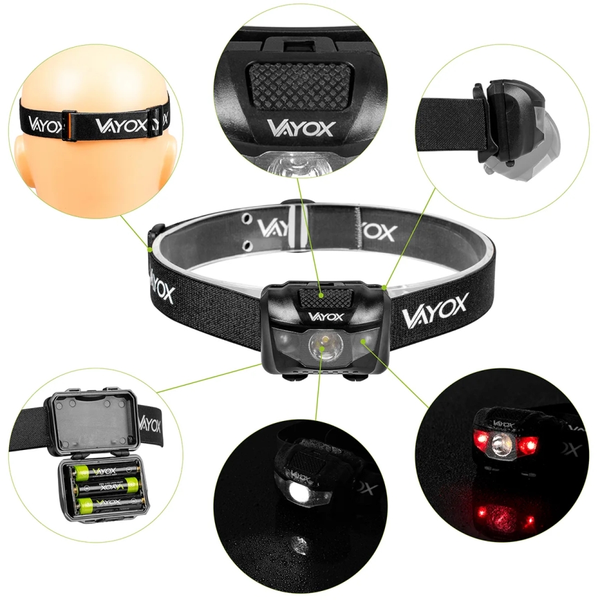 LED Dimming φακός κεφαλής 3xLED/3xAAA IPX4 100 γυαλιστερό