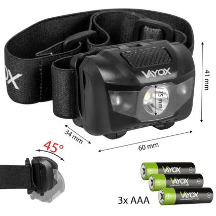 LED Dimming φακός κεφαλής 3xLED/3xAAA IPX4 100 γυαλιστερό