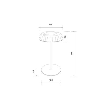 LED Dimmable Ηλιακό επαναφορτιζόμενο επιτραπέζιο φωτιστικό VIVIEN LED/3W/5V 2700K 1600 mAh IP54 λευκό