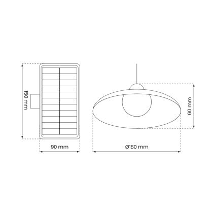 LED Dimming solar κρεμαστό φωτιστικό με ένα dusk αισθητήρας LED/6W/3,7V 800 mAh IP44 + τηλεχειριστήριο