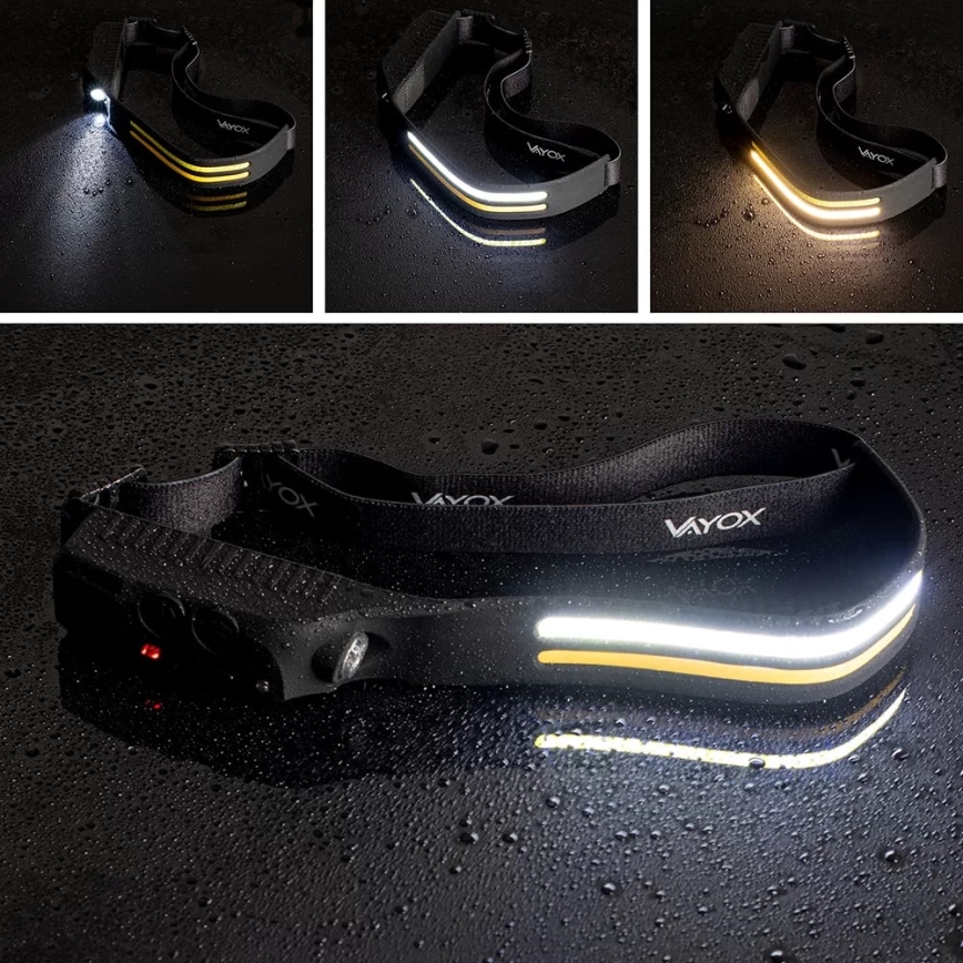 LED Dimming επαναφορτιζόμενο φακός κεφαλής με αισθητήρα 3xLED/5V IP44 300 γυαλιστερό 1200 mAh