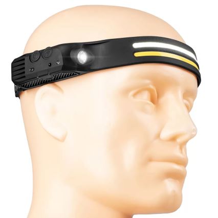 LED Dimming επαναφορτιζόμενο φακός κεφαλής με αισθητήρα 3xLED/5V IP44 300 γυαλιστερό 1200 mAh