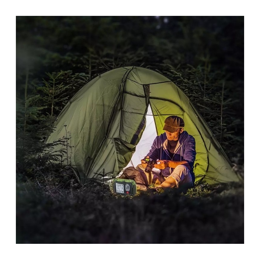 LED Dimming επαναφορτιζόμενο προβολέας SAMSUNG CHIP + λειτουργία SOS LED/10W/3,7V/USB IP44 4000K 3600 mAh πράσινο